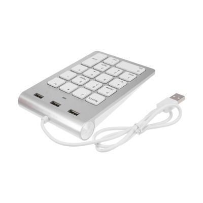 STOBOK Zinc Alloy USB Numeric Keypad 3 USB Ports Hub for Laptop Portable Numpad for Financial Accounting Silver Color