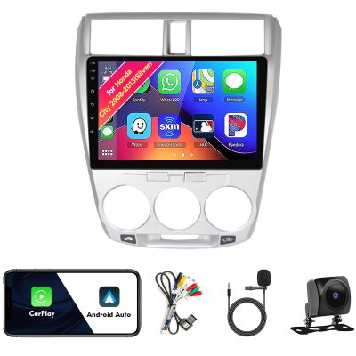Car Radio Stereo for Honda City 2008-2013 (Silver), Android 13, 10.1" IPS Touch Screen Upgrade Dash Kit with CarPlay & Android Auto, GPS Navigation DSP SWC 5G WiFi Camera 8CORE 2+32GB