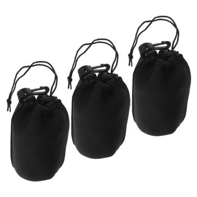 POPETPOP 3pcs Waterproof Camera Lens Pouch Set for DSLR Travel Lens Storage Bags Drawstring Closure Compact Case for Outdoor Photography