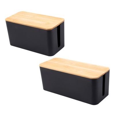 VILLCASE 2pcs Firm Cable Management Box Wire Storage Boxes for Home Office Study Room Gaming Equipment