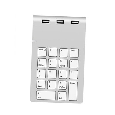 jojofuny Zinc Alloy USB Numeric Keypad 18 Keys Silver Portable USB Hub for Laptop and Desktop Users for Data Entry and Accounting