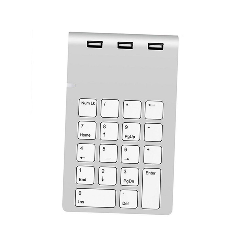 jojofuny Zinc Alloy USB Numeric Keypad 18 Keys Silver Portable USB Hub for Laptop and Desktop Users for Data Entry and Accounting