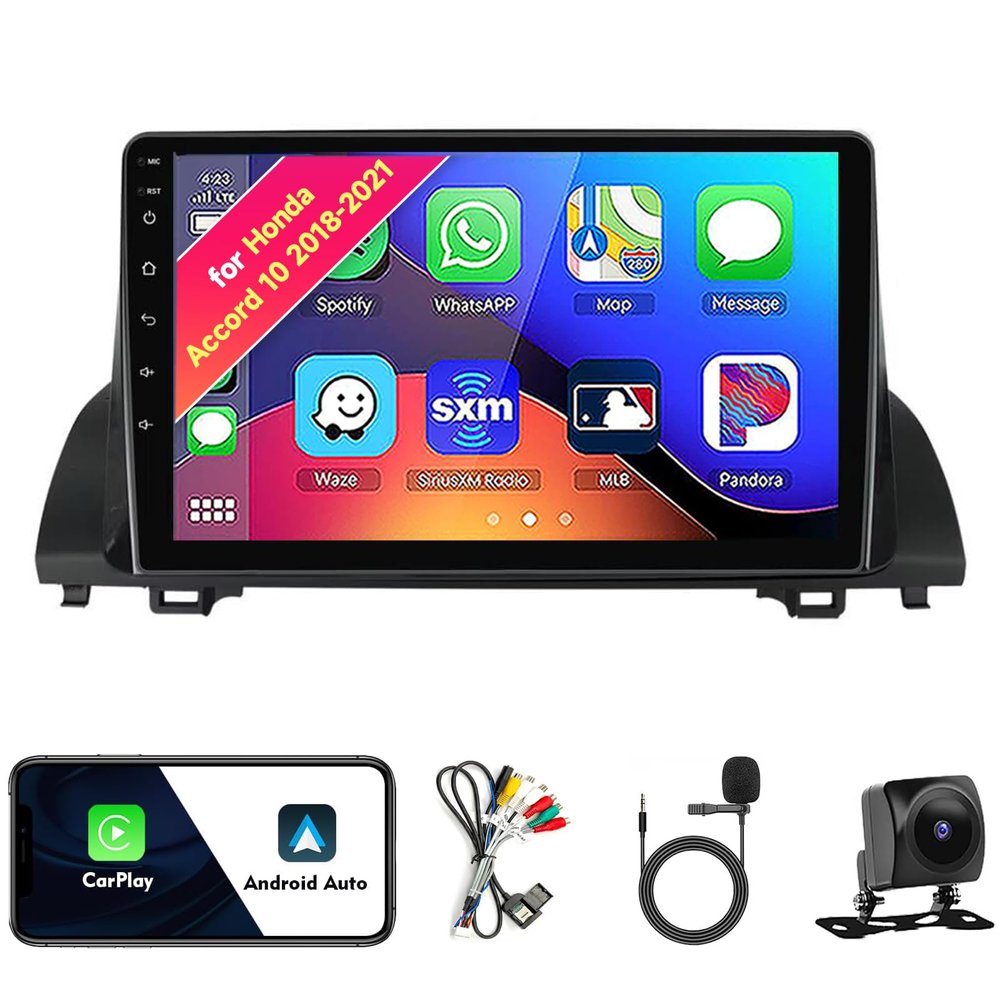 Car Radio Stereo for Honda Accord 10 2018-2021, Android 13, 10.1" IPS Touch Screen Upgrade Dash Kit with CarPlay & Android Auto, GPS Navigation DSP SWC 5G WiFi Camera 8CORE 8+128GB