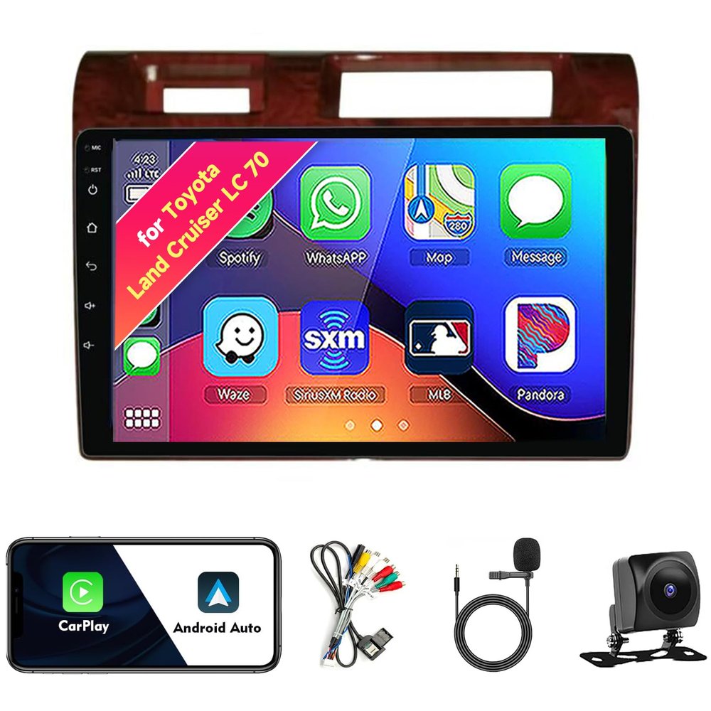 Car Radio Stereo for Toyota Land Cruiser LC 70 Series 2007-2020, Android 13, 9" IPS Touch Screen Upgrade Dash Kit with CarPlay & Android Auto, GPS Navigation DSP SWC 5G WiFi Camera Brown 8CORE 4+64GB