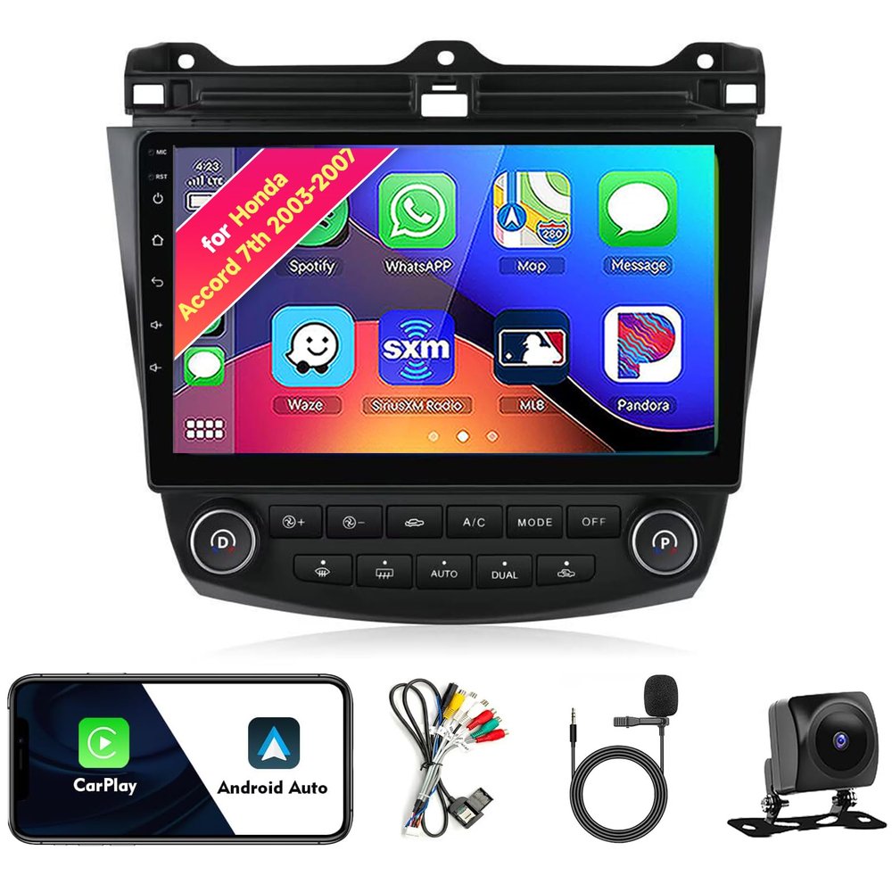Car Radio Stereo for Honda Accord 7th 2003-2007, Android 13, 10.1" IPS Touch Screen Upgrade Dash Kit with CarPlay & Android Auto, GPS Navigation DSP SWC 5G WiFi Camera 4CORE 2+32GB