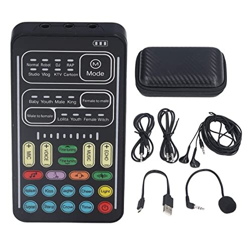 8 Different Voice Changes, Male to Female, Female to Male, Normal Voice Changer Set, Lolita, Baby, Youth, King, Witch, with 8 Sound Effects, LED Lights, for Mobile Phone,