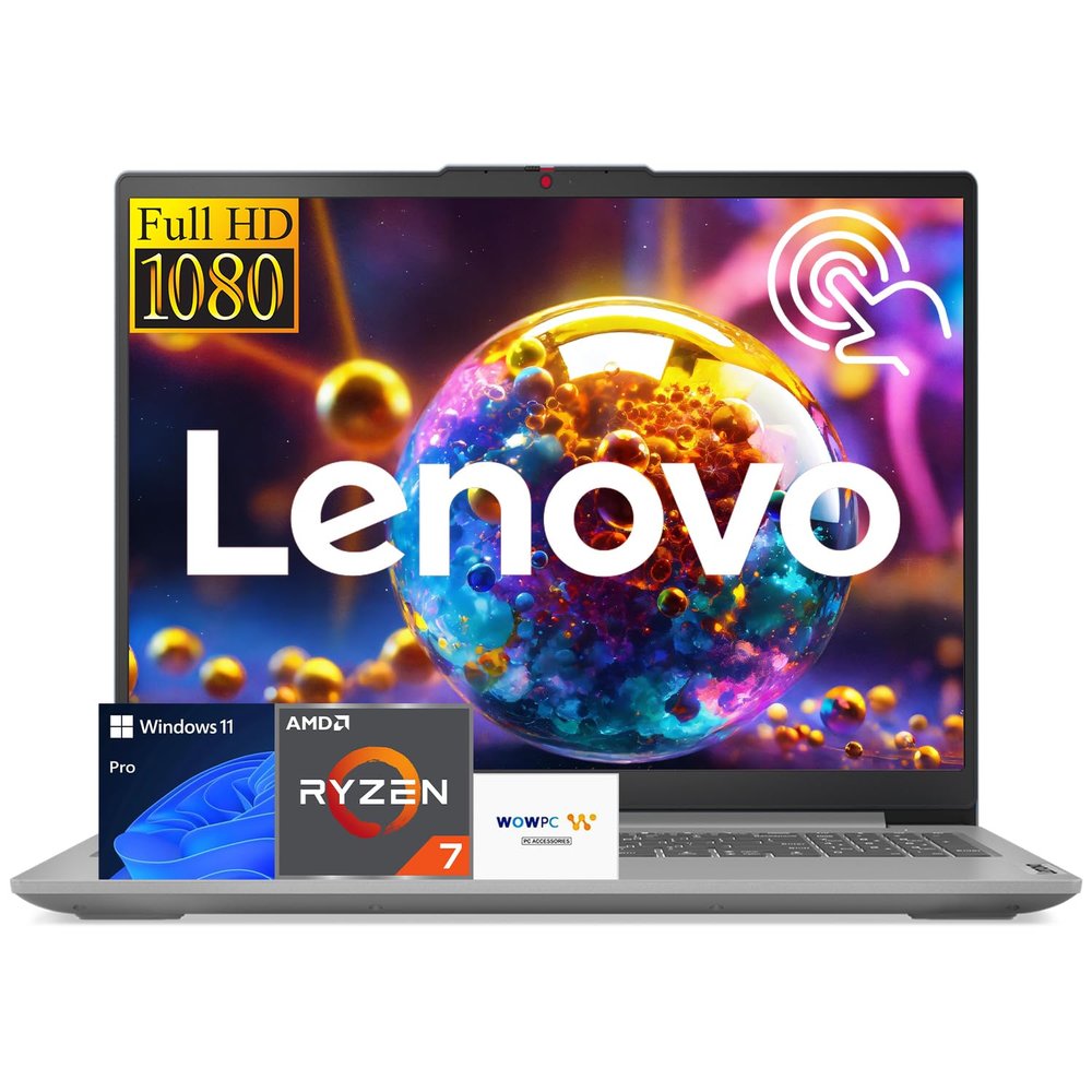 Lenovo IdeaPad Slim 3 Touchscreen Business Laptop, Ryzen 7 5825U Processor (Beats i7-1355U), 15.6" FHD LED Display, 16GB RAM, 1TB PCIe SSD, SD Card Reader, WiFi 6, Windows 11, WOWPC USB, no Mouse