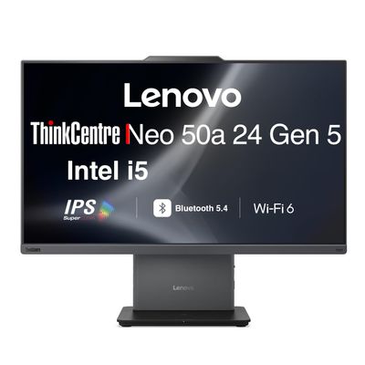 Lenovo ThinkCentre Neo 50a Business All-in-One 24" IPS FHD Display (Intel i5-13420H, 16GB DDR5, 512GB PCIe SSD, Intel UHD, WiFi 6, Bluetooth 5.4, HDMI, Webcam, Win 11 Home)