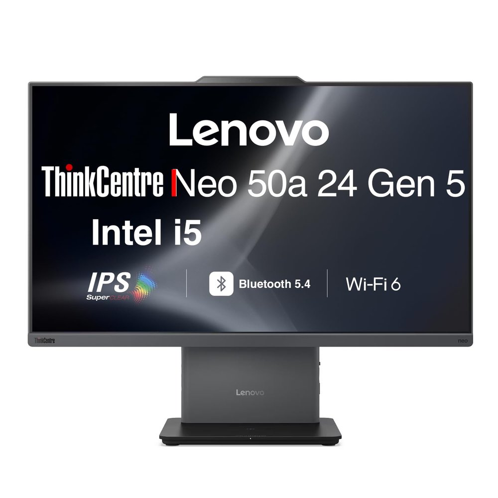 Lenovo ThinkCentre Neo 50a Business All-in-One 24" IPS FHD Display (Intel i5-13420H, 16GB DDR5, 512GB PCIe SSD, Intel UHD, WiFi 6, Bluetooth 5.4, HDMI, Webcam, Win 11 Home)