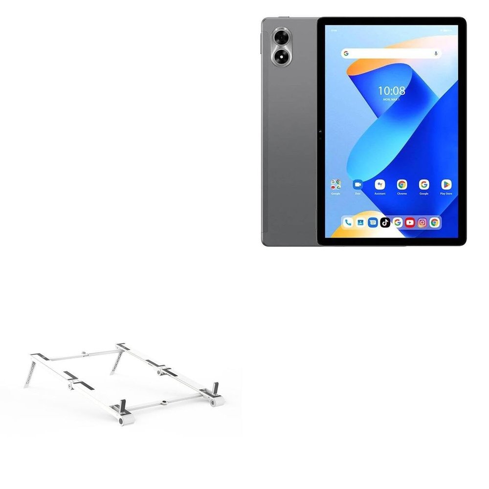 BoxWave Stand and Mount Compatible with Umidigi G7 Tab Pro - Pocket Aluminum Stand 3-in-1, Portable Multi Angle Viewing Riser - Metallic Silver