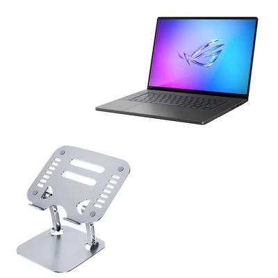 BoxWave Stand and Mount Compatible with ASUS ROG Zephyrus G16 GU605 (2025) - Executive VersaView Laptop Stand, Ergonomic Adjustable Viewing Angle Metallic Riser - Metallic Silver