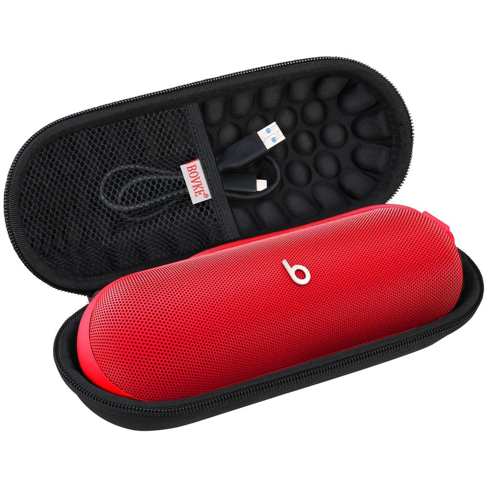 BOVKE Carrying Case for Beats Pill 2024 Portable Bluetooth Speaker, Protective Travel Case with Foam Padding and Mesh Pocket for New Beats Pill Accessories, Black