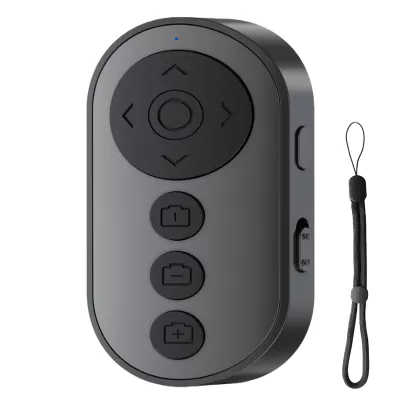 VEHICAR Bluetooth Camera Remote Control Shutter with Zoom & Front/Rear Switch - Wireless Video Scrolling for TikTok/YouTube, E-Book Page Turner - Rechargeable for iPhone & Android