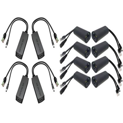 4-Pack PoE Splitter 12V 1.2A and 4-Pair Gigabit Passive PoE Adapter Kit Bundle