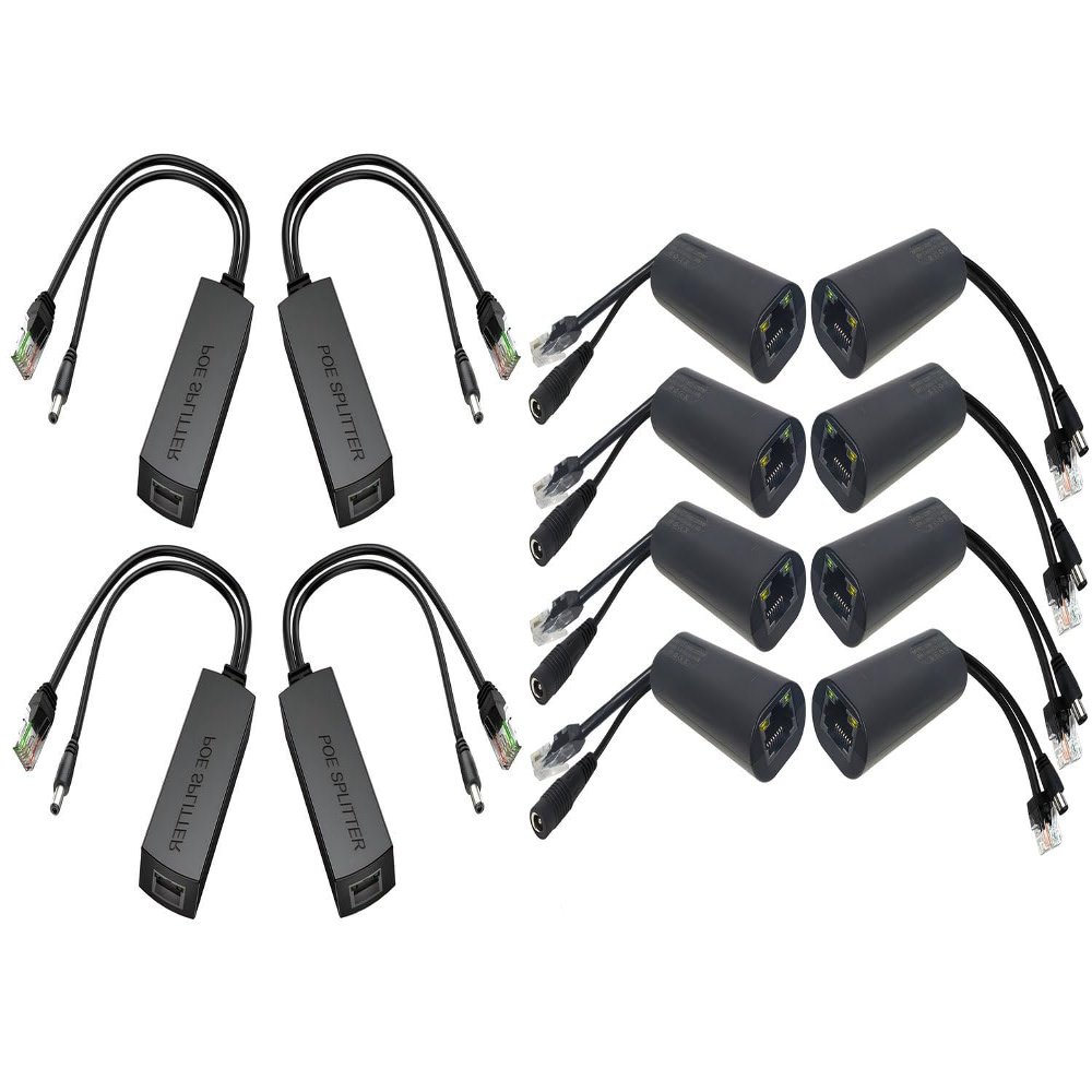 4-Pack PoE Splitter 12V 1.2A and 4-Pair Gigabit Passive PoE Adapter Kit Bundle