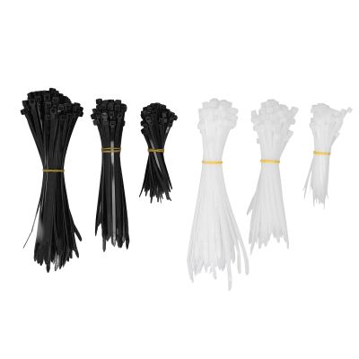 400Pcs Cable Zip Ties Nylon Self Locking Assorted Sizes Wire Cord Management Tool Black White for Home Office Garden Garage