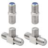 Kaunosta F Type Coax Splitter Kit Upgraded, 3 Way F-Type Female to 2 F Female RG6 Coaxial Connector Adapter T-Shape + F Female to Female Coaxial Cable Extender for TV Video VCR Antenna 4 Pack view 1