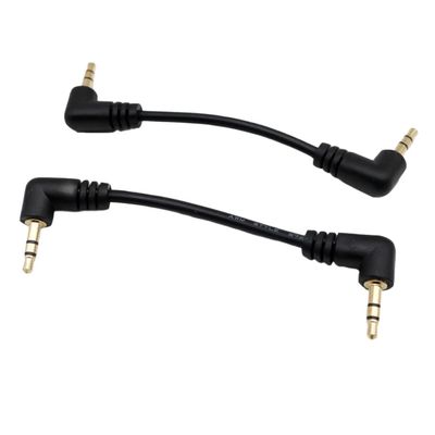 bodateng 1pc Gold 3.5mm 1/8" Male Right Angle to 3.5mm 3 Pole Male Right Stereo AUX Audio Cable Cord 10cm / 15cm(10cm)