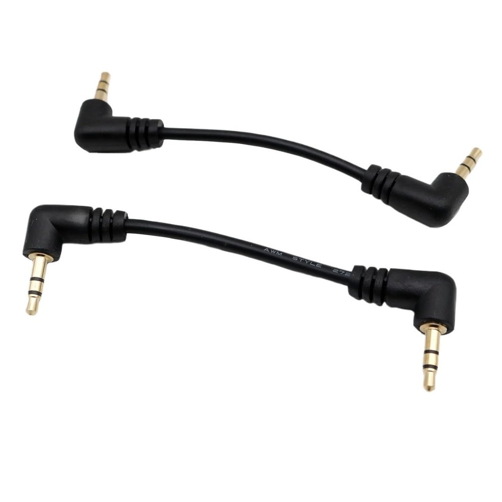 bodateng 1pc Gold 3.5mm 1/8" Male Right Angle to 3.5mm 3 Pole Male Right Stereo AUX Audio Cable Cord 10cm / 15cm(10cm)