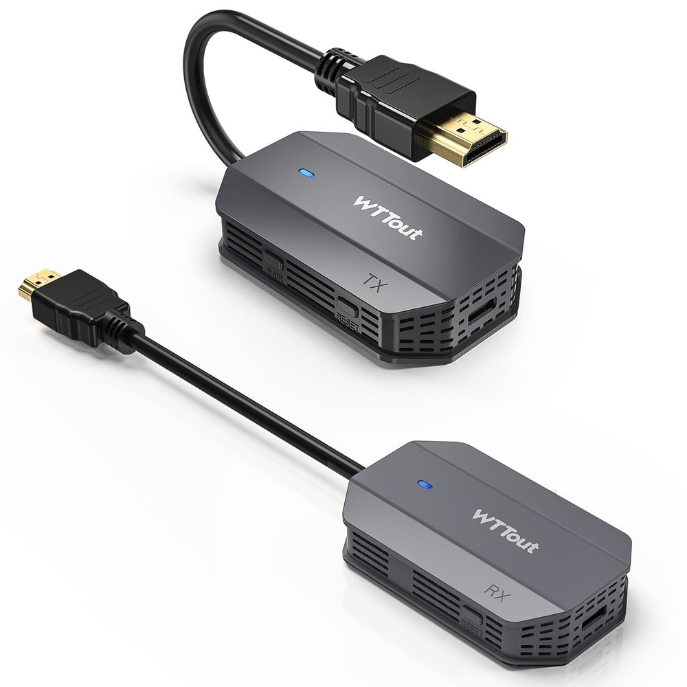 EPISTOLARY Wireless HDMI Transmitter and Receiver, HDMI Extender 165FT Long Range,Plug and Play, Support 2.4/5GHz for Streaming Video (Black/Grey/White) (Grey)