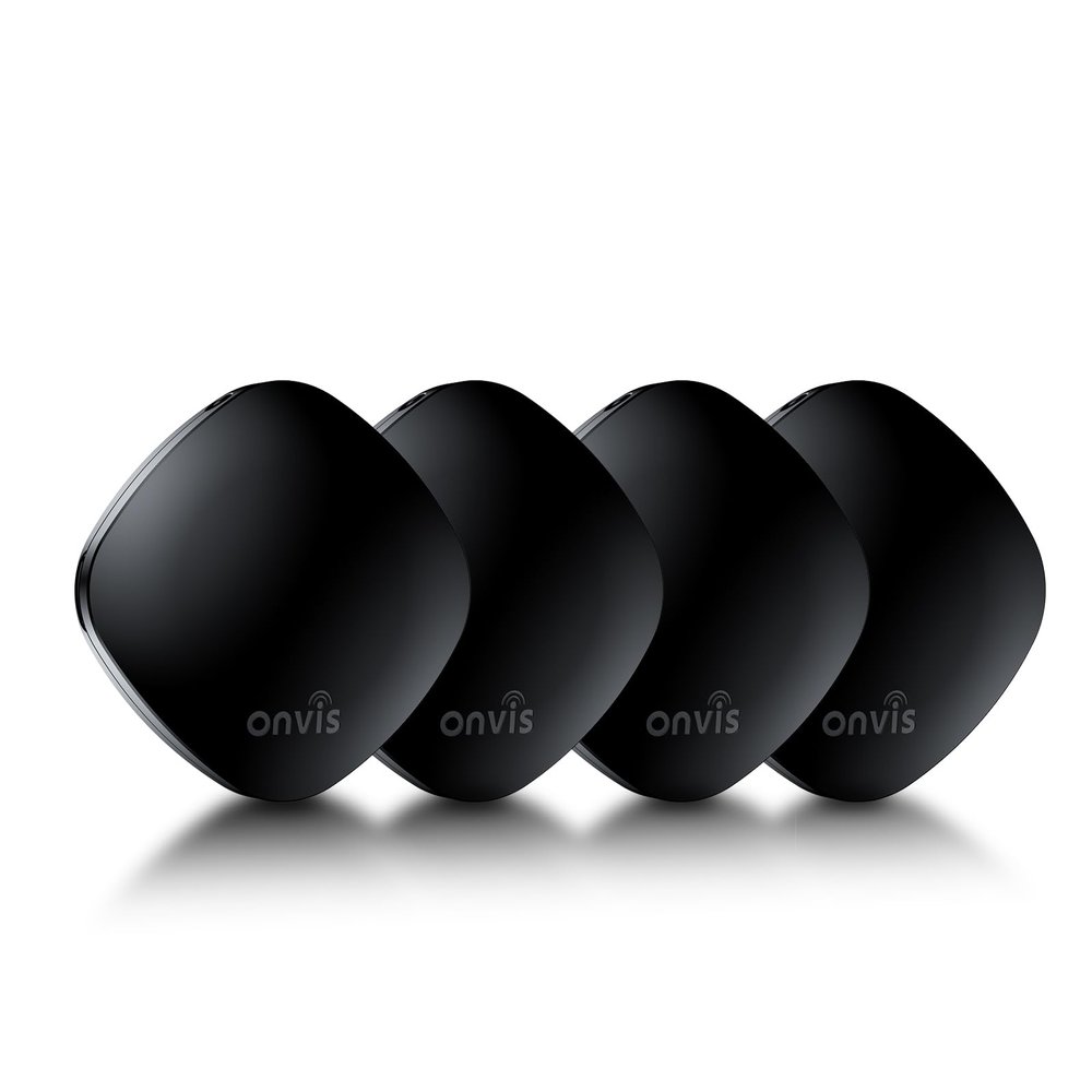 Onvis Item Finders Tracker Work with Apple Find My APP (iOS Only, Not for Android), Smart Bluetooth Locator for Keys, Luggage Suitcases, Bags Wallets, Backpack, IP67 Waterproof (4 Pack)