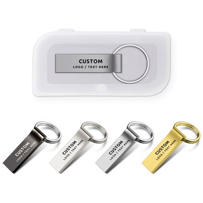 Custom USB Flash Drive with Plastic Box, 50 Pack Personalized Metal USB 2.0 Thumb Drive Memory Stick with Keychain, Ideal for Businesses, Corporations, Photography & Music Studios (64, GB)