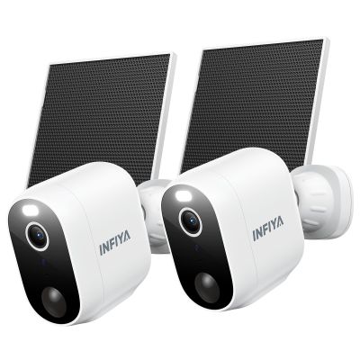 INFIYA Solar Camera Outdoor Wireless-2.4GHz Wi-Fi Outside Cameras for Home Security, PIR Motion Detection, Siren Alarm, 2K Color Night Vision, SD & Cloud Storage(Optional), Work with Alexa, Z1 2P