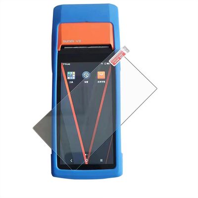 AudioPartner Soft Silicone Anti-Fall Durable Protective Shell Skin Case Cover for SUNMI V2S V2 Tempered Glass Screen Protector Film (V2 Blue case and Glass)