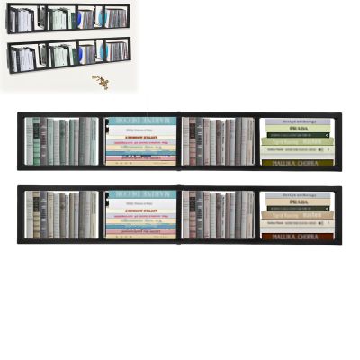 WUSILILU 2Pcs 34" Wall Mount Media Storage Rack, CD DVD Organizer Metal Floating ShelfCube Storage Media Shelf and Video Game Organizer Decorations for Home, Study Room, BedroomBlack