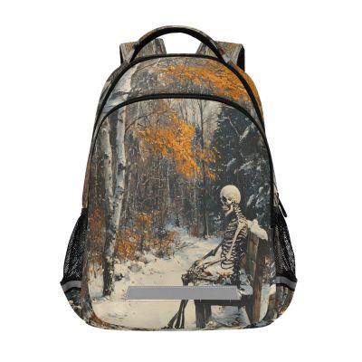 ALAZA Winter Skeleton Backpacks Travel Laptop Daypack School Book Bag for Men Women Teens Kids