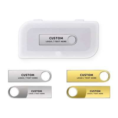 Custom USB Flash Drive with Plastic Box, 100 Pack Personalized Metal USB 2.0 Thumb Drive Memory Stick, Ideal for Business Events, Corporate Gifts and Promotional Giveaways (32, GB)
