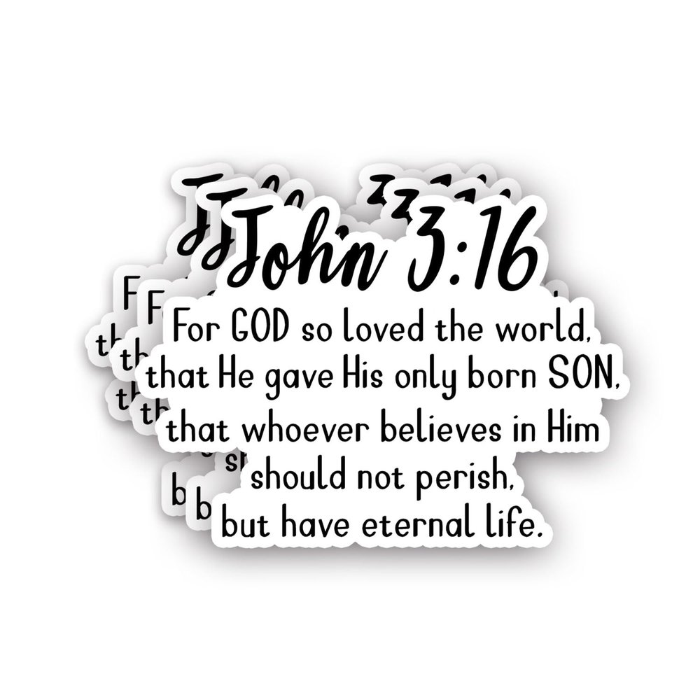 (3Pcs) Loved Christian Sticker Inspirational Quotes Bible Verse John 3:16 Jesus Vinyl Decals for Tumbler Kindles Laptop Water Bottles Books Phone - Size 3x2.2 Inch