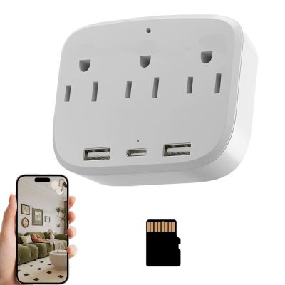 4K Ultra HD Mini Camera Wall-Mount Charger Plug,Power Strip Camera, Motion Detection Local Storage WiFi Remote Access, USB & Type-C Plug Cam with 64GB Card for Home Office Indoor Use -No Audio