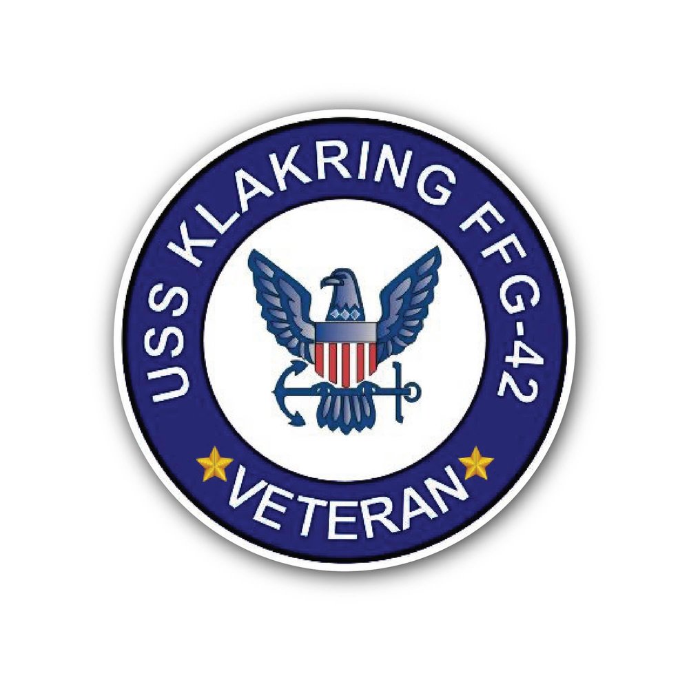 2 (Pieces) 3" and 5" USS Klakring FFG-42 Veteran Sticker, Waterproof Vinyl Decals for Many Purpose Like Cars, Trucks, Laptops, Phones, Windows and More