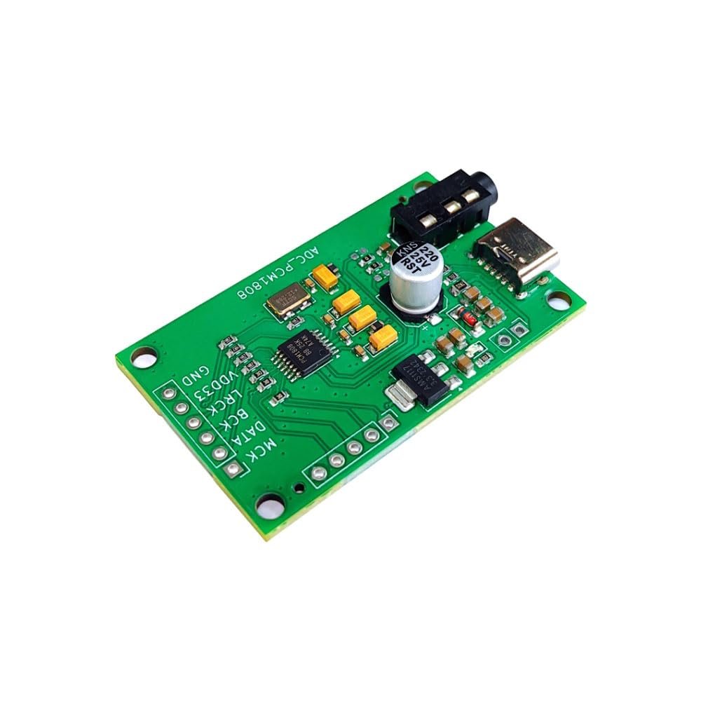 Taidacent 24Bit PCM1808 PCM1802 3.5mm Audio Stereo ADC Single-Ended Player Decoder Module Analog Audio to I2S Converter (PCM1808)