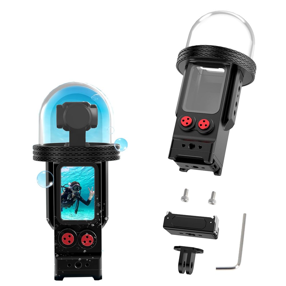 NovelGoal 80M Underwater Diving Housing Shell Compatible with Pocket 3, Camera Protective Waterproof Dive Case with1/4 Hole Cold Shoe (with Magnetic Mount)