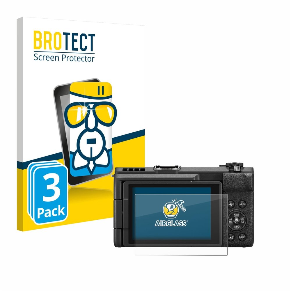 brotect Glass Screen Protector Film Compatible with Canon PowerShot V1 (3 Pack) - Glass-Foil 9H Protection [Scratch Resistant, High Clarity]