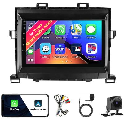 Car Radio Stereo for Toyota Alphard Vellfire ANH20 2008-2014, Android 13, 9" IPS Touch Screen Upgrade Dash Kit with CarPlay & Android Auto, GPS Navigation DSP SWC 5G WiFi Camera 4CORE 2+64GB