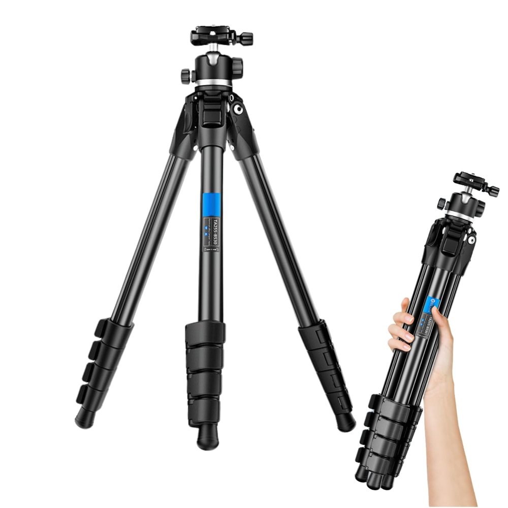 63.4inch Camera Tripod with 360 Panorama Ball Head, Lightweight Travel Outdoor DSLR Tripods, Professional Aluminum Camcorders Video Tripod Stand, Low Angle