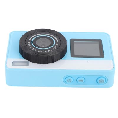 48MP 18X Zoom Underwater Camera with Front Rear Dual Screen, IP68 Rain Proof, for Diving, Students (Roseate) (Blue)