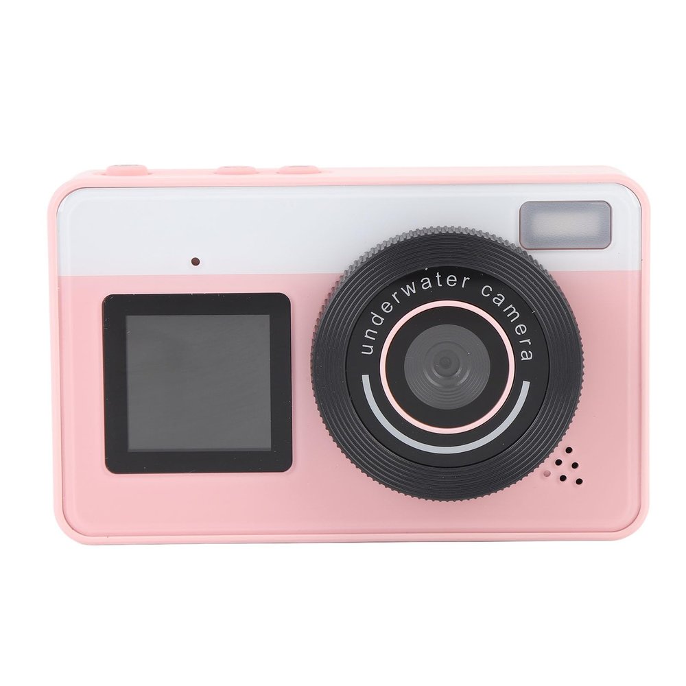 48MP 18X Zoom Underwater Camera with Front Rear Dual Screen, IP68 Rain Proof, for Diving, Students (Roseate)