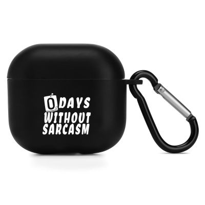 0 Days Without Sarcasm 1 Headphone Cases Cover for Compatible with Airpod 4 Case with Hanging Buckle Black