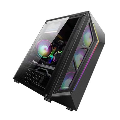 Artibetter RGB Gaming Computer Case Side Panel Mid Tower Design USB Interface and Colorful Led Lighting RGB