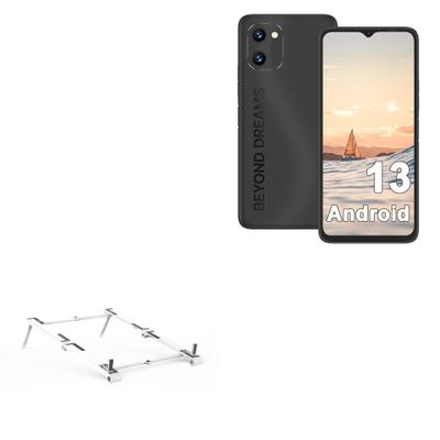 BoxWave Stand and Mount Compatible with Umidigi C1 Plus - Pocket Aluminum Stand 3-in-1, Portable Multi Angle Viewing Riser - Metallic Silver