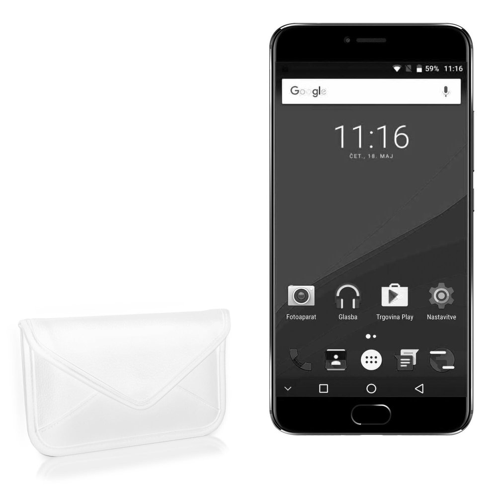 BoxWave Case Compatible with Umidigi Z Pro - Elite Leather Messenger Pouch, Synthetic Leather Cover Case Envelope Design - Ivory White