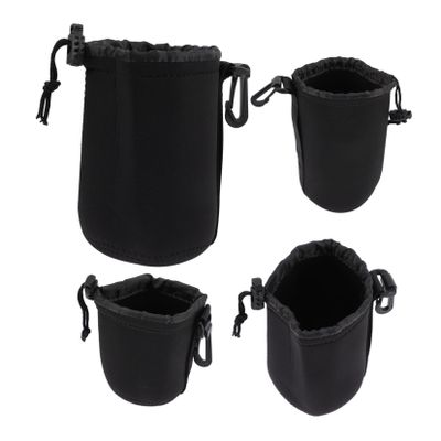 balacoo 4-Pack Waterproof Neoprene Camera Lens Pouch for DSLR Mirrorless Cameras Sturdy Lens Protector Bags Drawstring Compatible
