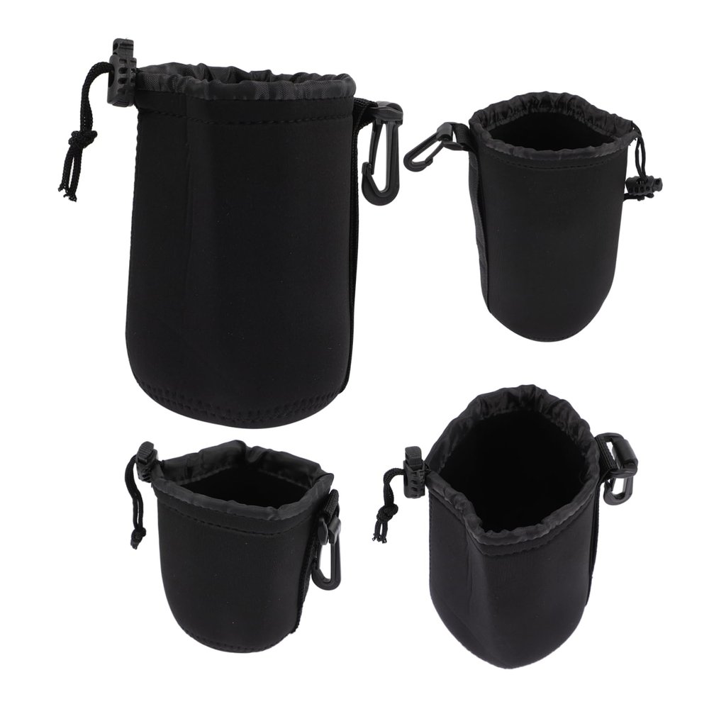 balacoo 4-Pack Waterproof Neoprene Camera Lens Pouch for DSLR Mirrorless Cameras Sturdy Lens Protector Bags Drawstring Compatible