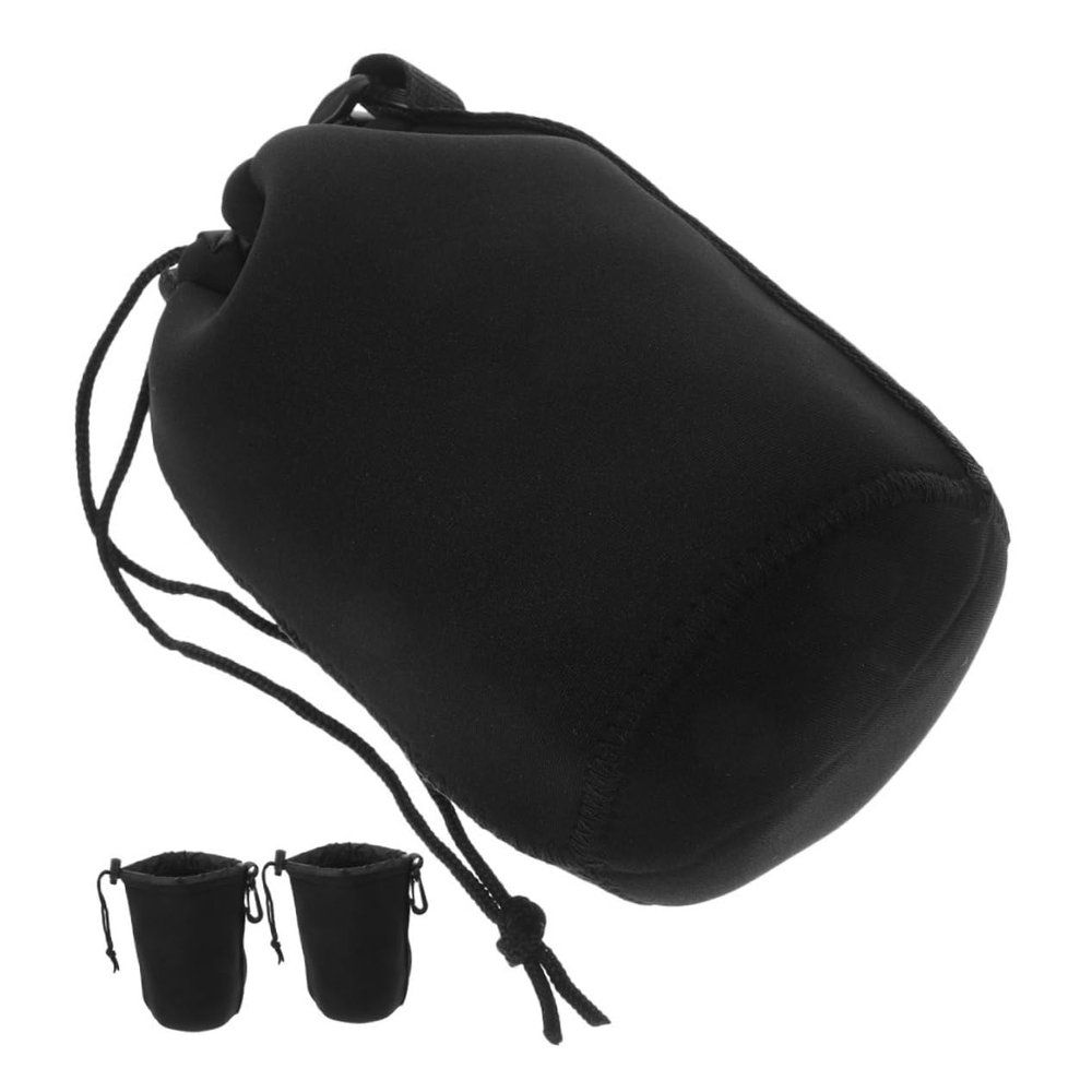 DIYEAH 3pcs Waterproof Neoprene Camera Lens Pouch Set Drawstring for DSLR and Travel Lens Protector and Storage Bags for Outdoor Photography