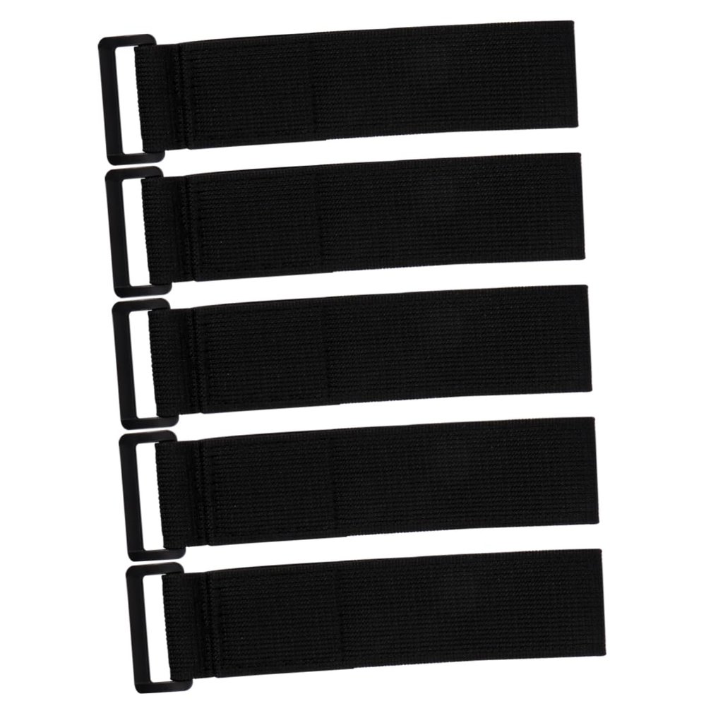 DOITOOL 5pcs Elastic Nylon Fastening Strap Buckle for Cord Organization Hook and Tie Down Straps for Cables Hose and More Black