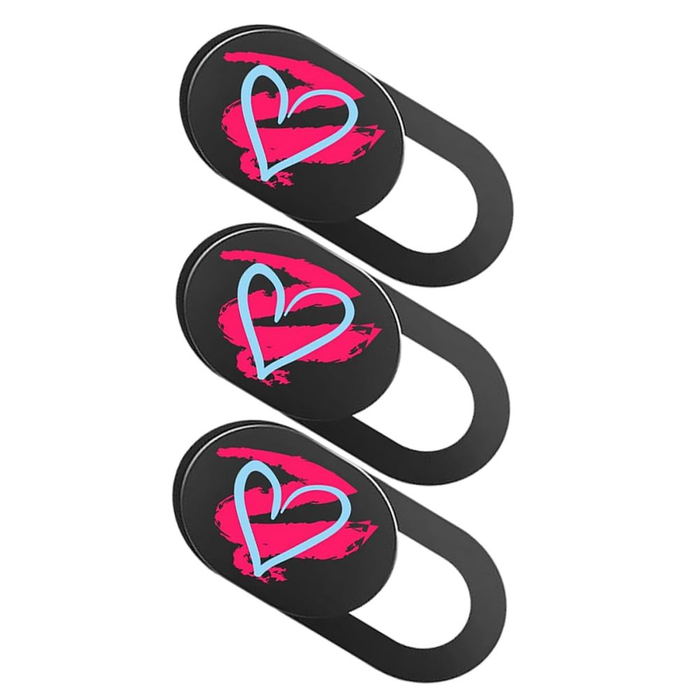 ARTIBETTER 3Pcs Heart Printed Webcam Cover Slide Blocker for Laptop and Tablet Cute Cartoon Design Privacy Protection